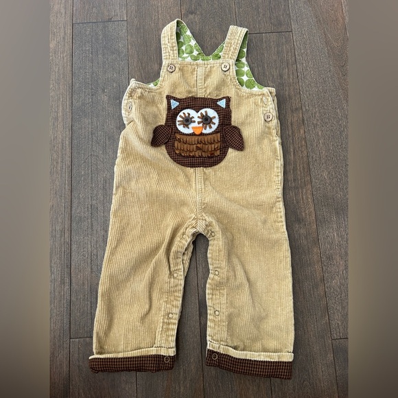 Mud pie owl overalls size 12-18 months - Picture 1 of 6